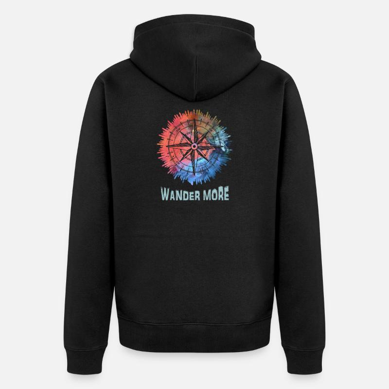 Wander More Compass Tie-Dye - Veste à capuche bio Premium Unisexe - noir
