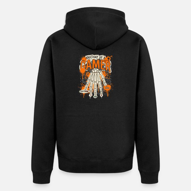 Anatomie eines Gamers - Unisex Premium Bio Zip Hoodie - Schwarz