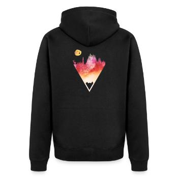 Aquarell Waldhirsch Geometrische Kunst - Unisex Premium Bio Zip Hoodie - Schwarz - Hinten - Nico (187cm)