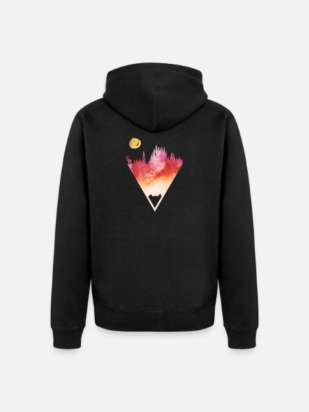 Aquarell Waldhirsch Geometrische Kunst - Unisex Premium Bio Zip Hoodie - Schwarz