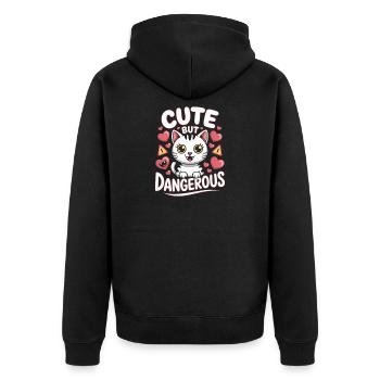Süß Aber Gefährlich Cute Kawaii Aesthetic Katze - Unisex Premium Organic Zip Hoodie - black - Back - Nico (187cm)