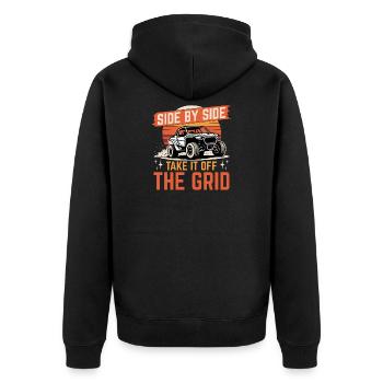 UTV Off Road 4 Wheeler Side by side - Unisex Premium Bio Zip Hoodie - Schwarz - Hinten - Nico (187cm)
