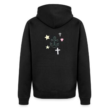 Ancre pastel avec étoiles et cœur - Veste à capuche bio Premium Unisexe - noir - Dos - Nico (187cm)