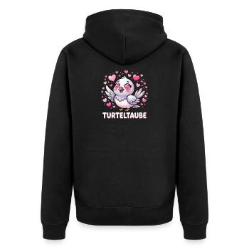 Turteltaube Niedliche Verliebte Taube - Unisex Premium Bio Zip Hoodie - Schwarz - Hinten - Nico (187cm)