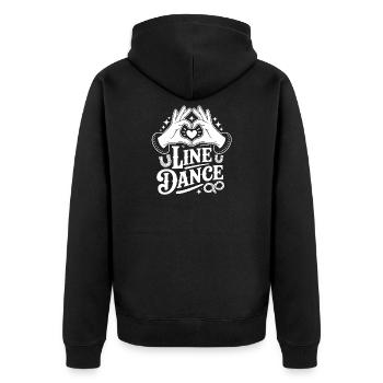 Line Dance Herz-Hand Logo - Unisex Premium Bio Zip Hoodie - Schwarz - Hinten - Nico (187cm)