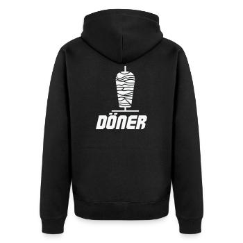 Döner Spieß Icon Schwarz-Weiß - Unisex Premium Bio Zip Hoodie - Schwarz - Hinten - Nico (187cm)