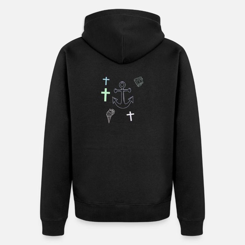  Anker Kreuz Eis maritim - Veste à capuche bio Premium Unisexe - noir