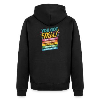 You grab the motivational banner - Unisex Premium Organic Zip Hoodie - black - Back - Nico (187cm)