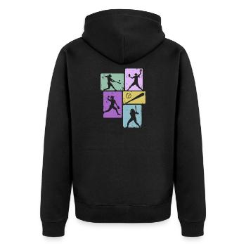 Joueuses féminines de softball de baseball - Veste à capuche bio Premium Unisexe - noir - Dos - Nico (187cm)