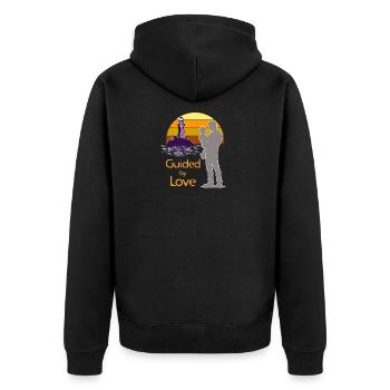 Guided by Love – Father & Child at the Lighthouse - Unisex Premium Organic Zip Hoodie - black - Back - Nico (187cm)