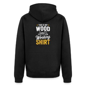 This Woodworking Shirt - Unisex Premium Bio Zip Hoodie - Schwarz - Hinten - Nico (187cm)