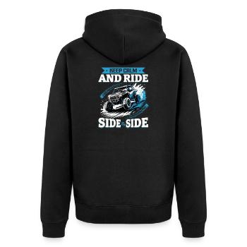 UTV Off Road 4 Wheeler Side by side - Unisex Premium Bio Zip Hoodie - Schwarz - Hinten - Nico (187cm)