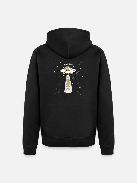 Peace Out UFO Eggs - Unisex Premium Organic Zip Hoodie - black