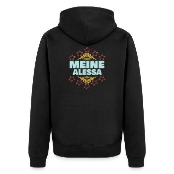 Ehefrau Alessa - Unisex Premium Bio Zip Hoodie - Schwarz - Hinten - Nico (187cm)
