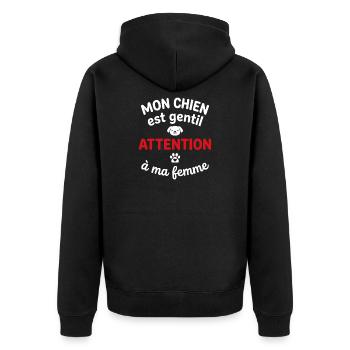 Mon chien gentil, attention à ma femme - Veste à capuche bio Premium Unisexe - noir - Dos - Nico (187cm)