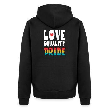 LGBTQ Pride Month - Love. Equality. Pride - Unisex Premium Organic Zip Hoodie - black - Back - Nico (187cm)