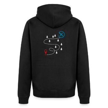 Adventure Trail Map Geocaching Graphic - Unisex Premium Bio Zip Hoodie - Schwarz - Hinten - Nico (187cm)