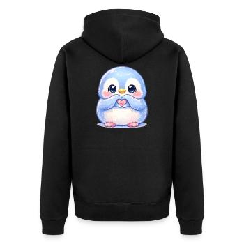 Zarter Pinguin Herzfreund - Unisex Premium Bio Zip Hoodie - Schwarz - Hinten - Nico (187cm)