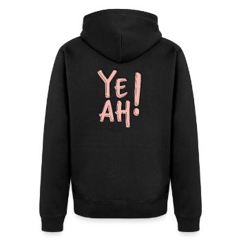 Yeah Bold Typography Fun Statement Aesthetic  - Unisex Premium Bio Zip Hoodie - Schwarz - Hinten - Nico (187cm)