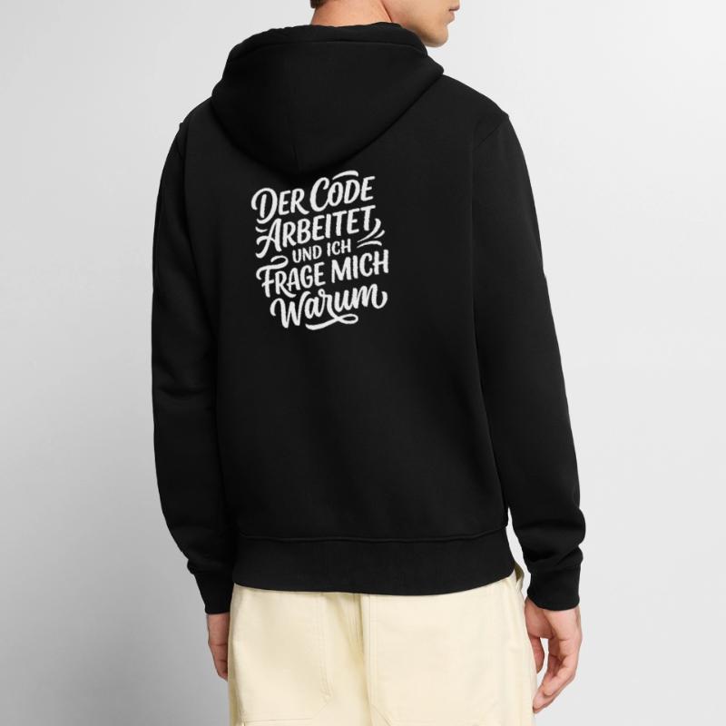 Coder arbeitet Spruch Humor Programmierer Unisex Premium Bio Zip Hoodie