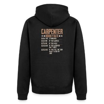 Schreiner Stundensatz Humor - Unisex Premium Bio Zip Hoodie - Schwarz - Hinten - Nico (187cm)