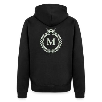 M_wappen- - Unisex Premium Bio Zip Hoodie - Schwarz - Hinten - Nico (187cm)