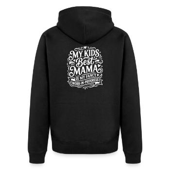 Meilleure phrase d’humour de maman de mes enfants - Veste à capuche bio Premium Unisexe - noir - Dos - Nico (187cm)