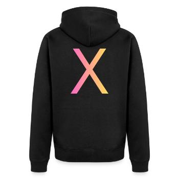 x - Unisex Premium Organic Zip Hoodie - black - Back - Nico (187cm)