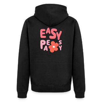 Easy Peasy Shirt – Cute Flower Aesthetic - Unisex Premium Organic Zip Hoodie - black - Back - Nico (187cm)