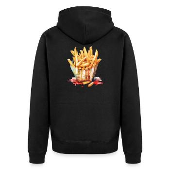 French Fries Watercolor Art Print - Unisex Premium Organic Zip Hoodie - black - Back - Nico (187cm)