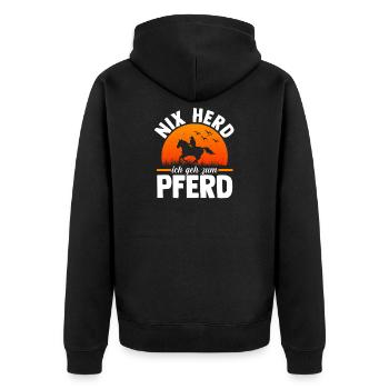 Reiten Pferdeliebhaber Reiterhof Pferde - Unisex Premium Bio Zip Hoodie - Schwarz - Hinten - Nico (187cm)