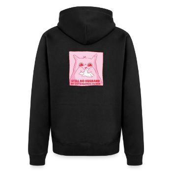 Pas de chat marié qui dit - Veste à capuche bio Premium Unisexe - noir - Dos - Nico (187cm)