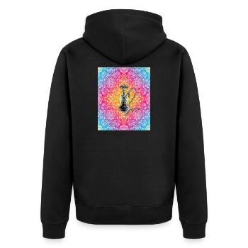 Colorful Mandala Hookah Shisha Design - Unisex Premium Organic Zip Hoodie - black - Back - Nico (187cm)