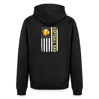Camo Softball Dad PNG, Vatertagsdesign - Unisex Premium Bio Zip Hoodie - Schwarz - Hinten - Nico (187cm)