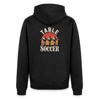 Table Soccer Evolution Funny Foosball Foosball - Unisex Premium Organic Zip Hoodie - black - Back - Nico (187cm)