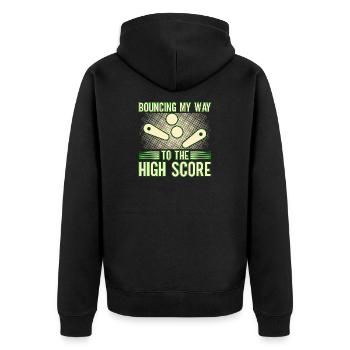 Bouncing My Way To The High Score Pinball Machine - Unisex Premium Organic Zip Hoodie - black - Back - Nico (187cm)