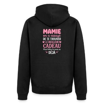 Mamie cherche le meilleur cadeau - Veste à capuche bio Premium Unisexe - noir - Dos - Nico (187cm)