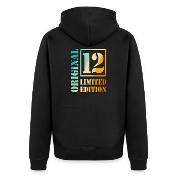 12e anniversaire garçon fille adolescente niveau 12 - Veste à capuche bio Premium Unisexe - noir - Dos - Nico (187cm)