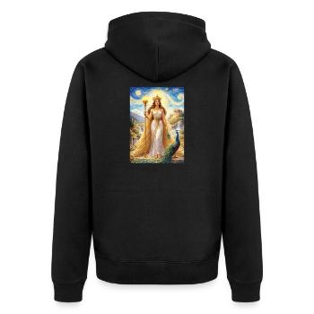Hera Starry Night  - Unisex Premium Bio Zip Hoodie - Schwarz - Hinten - Nico (187cm)