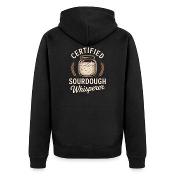 Certified Sourdough Whisperer - Unisex Premium Organic Zip Hoodie - black - Back - Nico (187cm)