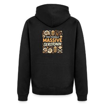 Kleine Fossilien, großes Glück | Fossilienjagd - Unisex Premium Bio Zip Hoodie - Schwarz - Hinten - Nico (187cm)