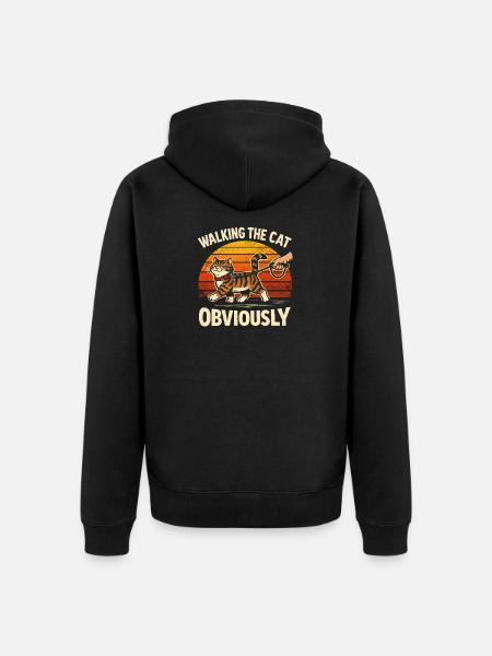 Walking a Cat | Cat on leash - Unisex Premium Organic Zip Hoodie - black