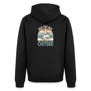  Der Tut Nix Der Will Nur An Die Ostsee Möwe - Unisex Premium Bio Zip Hoodie - Schwarz - Hinten - Nico (187cm)
