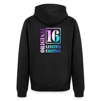 16e anniversaire Garçon Fille Adolescent Original 16 - Veste à capuche bio Premium Unisexe - noir - Dos - Nico (187cm)