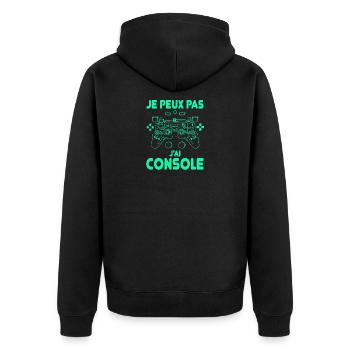 Je peux pas j’ai console humour gamer futuriste - Veste à capuche bio Premium Unisexe - noir - Dos - Nico (187cm)