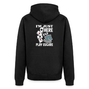 Je suis juste là pour jouer à l’Euchre - Veste à capuche bio Premium Unisexe - noir - Dos - Nico (187cm)