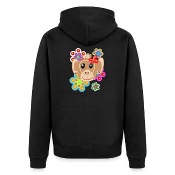 Fleurs d’été Vintage Vintage de Singe Rétro Singe - Veste à capuche bio Premium Unisexe - noir - Dos - Nico (187cm)