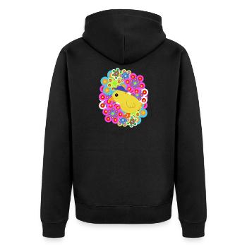 Frühling Retro Küken Huhn Kinder Ostern - Unisex Premium Bio Zip Hoodie - Schwarz - Hinten - Nico (187cm)