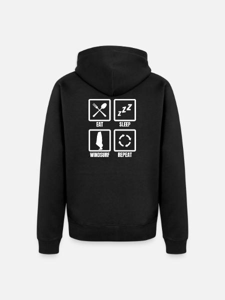Eat Sleep Windsurf Repeat - Unisex Premium Organic Zip Hoodie - black