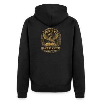 Drachenleser Fantasie Siegel Buchzauber Leser - Unisex Premium Bio Zip Hoodie - Schwarz - Hinten - Nico (187cm)